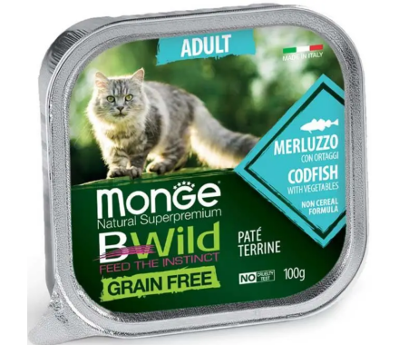 Monge Влажный корм для котов Bwild Grain Free Треска с овощами 100 г