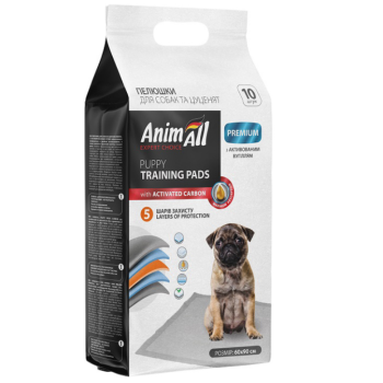 AnimAll Пелюшки для цуценят та собак з активованим вугіллям 60х90 см 10 шт