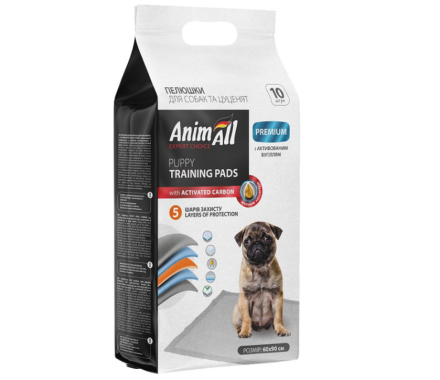 AnimAll Пелёнки для щенков и собак с активированным углем 60х90 см 10 шт