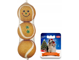 Nobby Іграшки для собак Xmas Набір різдвяних тенісних м'ячиків Санта 4,5 см 3 шт коричневий