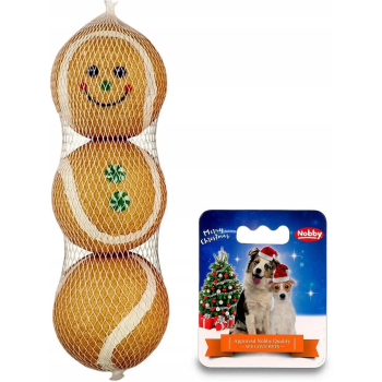 Nobby toys for dog XMAS set of Christmas tennis balls Santa 4.5 cm 3 pcs brown