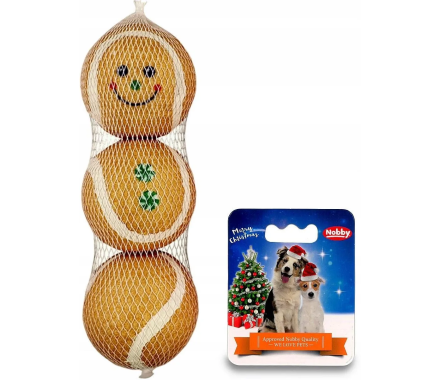 Nobby toys for dog XMAS set of Christmas tennis balls Santa 4.5 cm 3 pcs brown