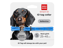 Waudog Smart ID Шнурок для адресника з паракорду світловідбиваючий d 4 см Д 25-45 см синій
