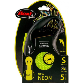 Flexi New Neon Рулетка-поводок для собак лента S 5 м жёлтая