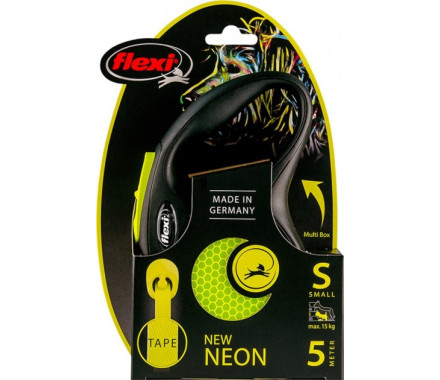 Flexi New Neon Рулетка-поводок для собак лента S 5 м жёлтая