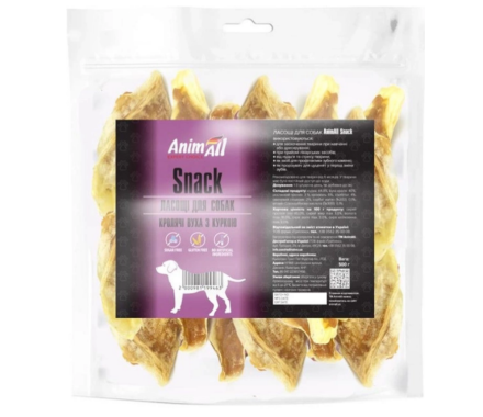 AnimAll Snack Ласощі для собак Кролячі вуха з куркою 500 г