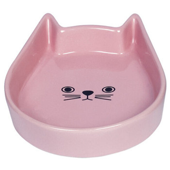 Nobby Миска для котов керамическая плоская Kitty Face 13х16х3 см 200 мл розовая