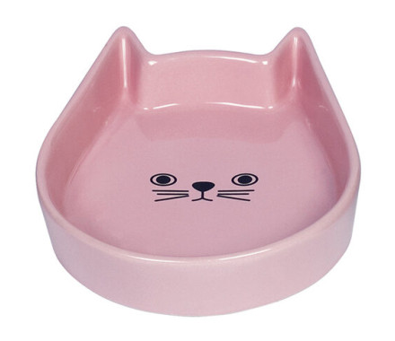 Nobby Миска для котов керамическая плоская Kitty Face 13х16х3 см 200 мл розовая