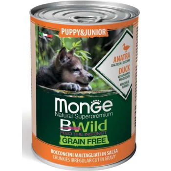 Monge Консерва для щенков Bwild Puppy&Junior Утка с тыквой и цукини 400 г