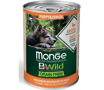 Monge Консерва для щенков Bwild Puppy&Junior Утка с тыквой и цукини 400 г