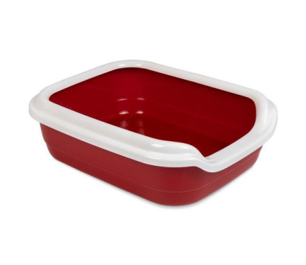 Природа Туалет для котов с бортиком Comfort 39х49х15 см пластик бордовый