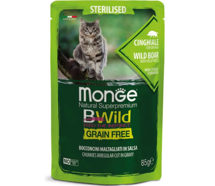 Monge Влажный корм для котов Bwild Grain Free Sterilised Дикий кабан с овощами 85 г