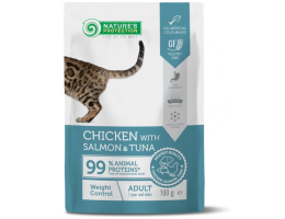 Nature\'s Protection Влажный корм для котов Weight Control Курица и Лосось с Тунцом 100 г
