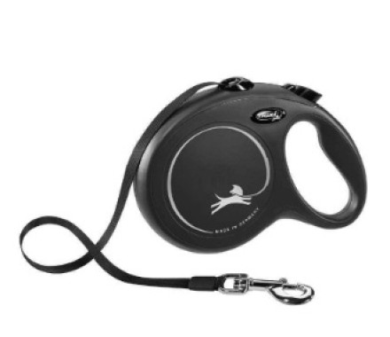 Flexi New Classic Рулетка-поводок для собак лента L 8 м чёрная