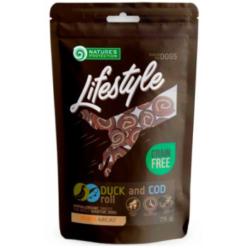 Nature\'s Protection Лакомства для собак Lifestyle Snacks роллы Утка и Треска 75 г