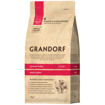 Grandorf Сухой корм для котов Indoor Ягненок и индейка 2 кг
