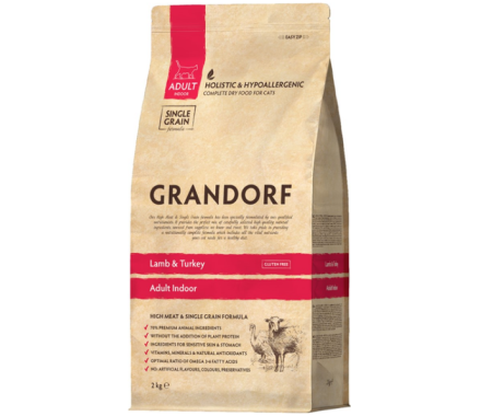 Grandorf Сухой корм для котов Indoor Ягненок и индейка 2 кг