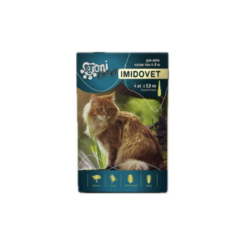 Petoni Planet Imidovet Краплі для котів 4-8 кг від бліх і кліщів  0,8 мл Ціна за 1 піпетку