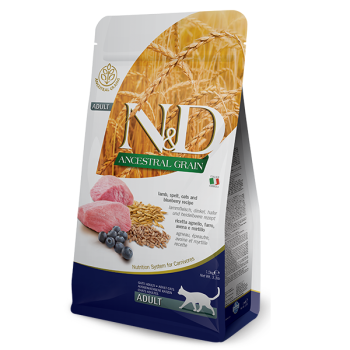 Farmina N&D Low Grain Adult Сухой корм для котов Ягненок и черника 1,5 кг