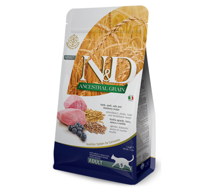 Farmina N&D Low Grain Adult Сухой корм для котов Ягненок и черника 1,5 кг