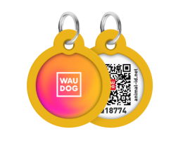 WAUDOG Smart ID Адресник для собак и котов QR-паспорт металл Д 25 мм Градиент голубой