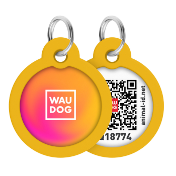 WAUDOG Smart ID Адресник для собак и котов QR-паспорт металл Д 25 мм Градиент голубой