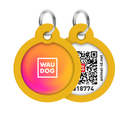 WAUDOG Smart ID Адресник для собак и котов QR-паспорт металл Д 25 мм Градиент голубой