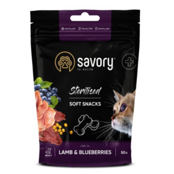 Savory Лакомства для котов Sterilised Ягненок и черника 50 г