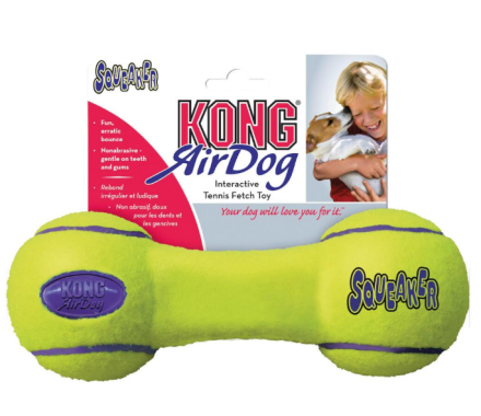 Kong Airdog Squueaaker Dumbbell Toy for Dumbbell Dogs with squeaks S 13 cm