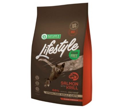 Natures Protection Сухой корм для котов Lifestyle Sterilised Лосось 1,5 кг