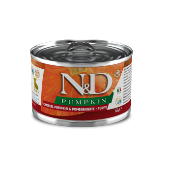 Farmina N&D Grain Free Puppy Mini Консерва для щенков Тыква, Курица с гранатом 140 г