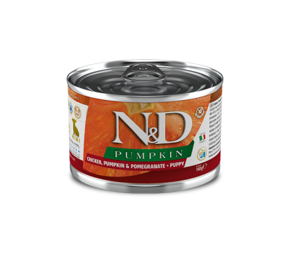 Farmina N&D Grain Free Puppy Mini Консерва для щенков Тыква, Курица с гранатом 140 г