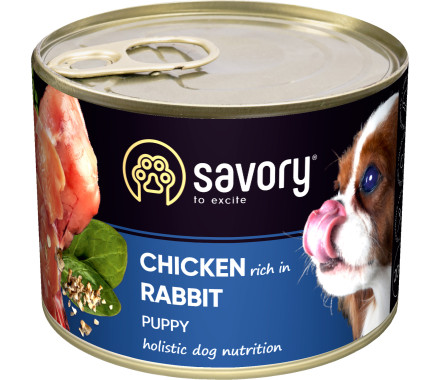 Savory Консерва для щенков Курица и кролик 200 г