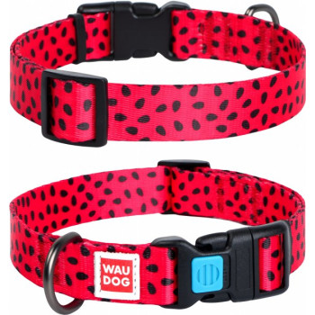 Waudog Nylon Ошейник для собак QR-паспорт пластиковый фастекс Ш 20 мм Д 24-40 см Арбуз