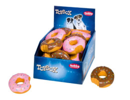 Nobby toy for dogs donut with strawberry or chocolate smell 10 cm