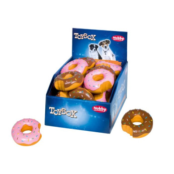 Nobby toy for dogs donut with strawberry or chocolate smell 10 cm