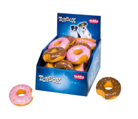 Nobby toy for dogs donut with strawberry or chocolate smell 10 cm