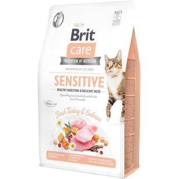 Brit Care Sensitive Сухий корм для котів Індик та лосось 400 г