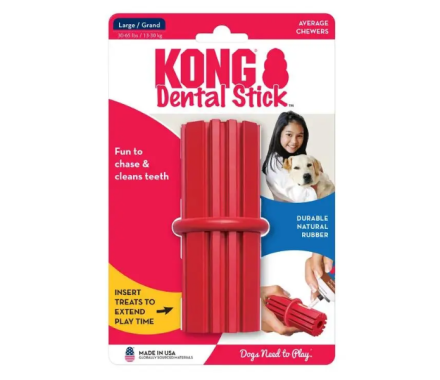 Kong Dental Stick Toy for Dogs Wand to Chew Led Red