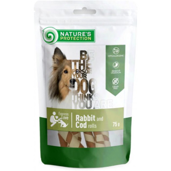 Nature\'s Protection Лакомства для собак Рулетики Кролик и Треска 75 г