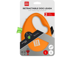 Waudog R-leash Рулетка-поводок для собак с контейнером для пакетов L 5 м оранжевый