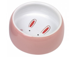 Nobby Миска для грызунов керамическая Happy Rabbit 12х4,5 см 250 мл розово-белая