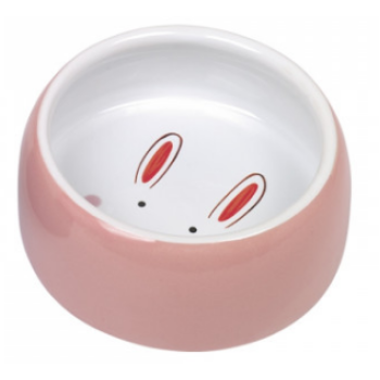 Nobby Миска для грызунов керамическая Happy Rabbit 12х4,5 см 250 мл розово-белая