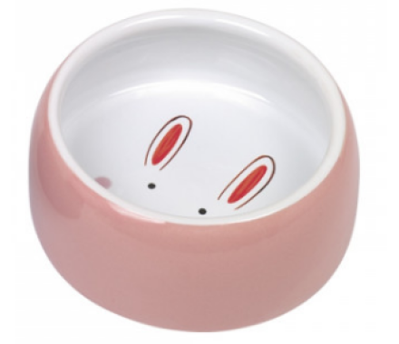 Nobby Миска для грызунов керамическая Happy Rabbit 12х4,5 см 250 мл розово-белая