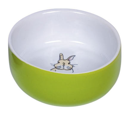 Nobby Миска для грызунов керамическая Rabbit 11х4,5 см 300 мл салатово-белая