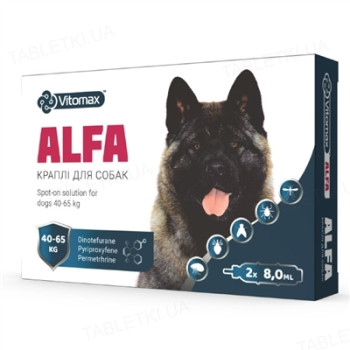 Vitomax ALFA Краплі протипаразитарні для собак 40-65 кг Ціна за 1 піпетку