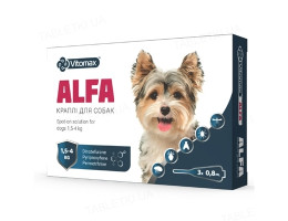 Vitomax ALFA Краплі протипаразитарні для собак 1,5-4 кг Ціна за 1 піпетку