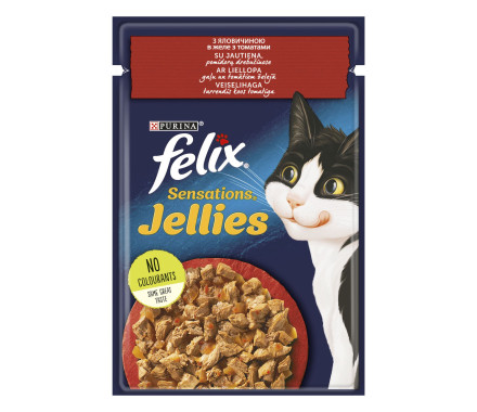 Felix Sensations Влажный корм для котов Говядина и томаты в желе 85 г
