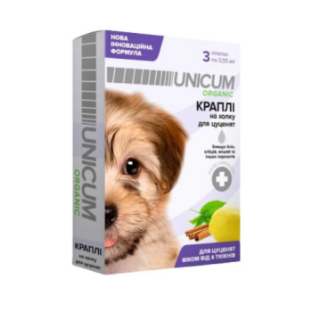 Unicum Organic Капли для щенков от блох и клещей 0,55 мл Цена за 1 пипетку