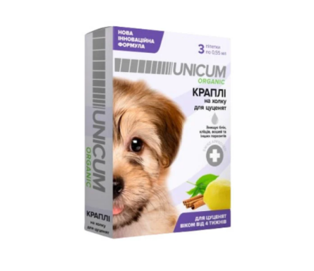 Unicum Organic Капли для щенков от блох и клещей 0,55 мл Цена за 1 пипетку